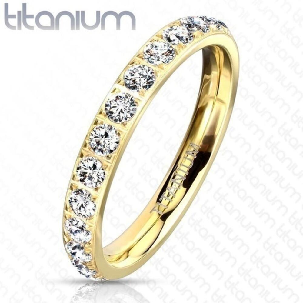 New‎ CZ Gold Titanium Eternity Band size 5